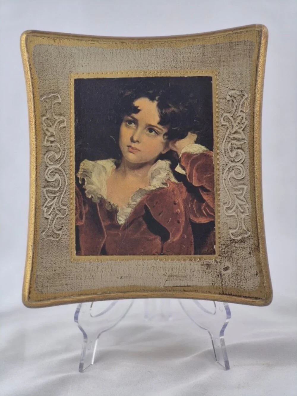 Vintage Mele Florentine Style Wooden Jewelry Box Portrait of 
